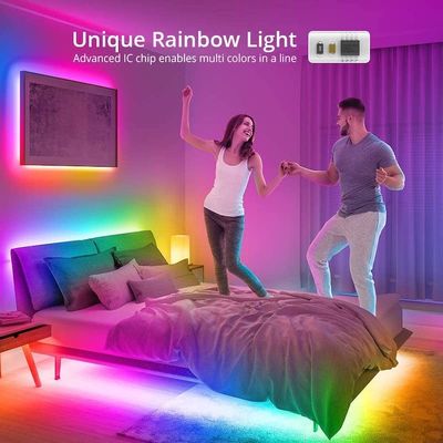 32.8ft RGB স্মার্ট LED লাইট স্ট্রিপ মিউজিক সিঙ্ক কালার চেঞ্জিং LED স্ট্রিপ লাইট 7.2W/M